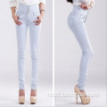 women girle jeans skinny pants denim pants Tall waist light blue denim jeans